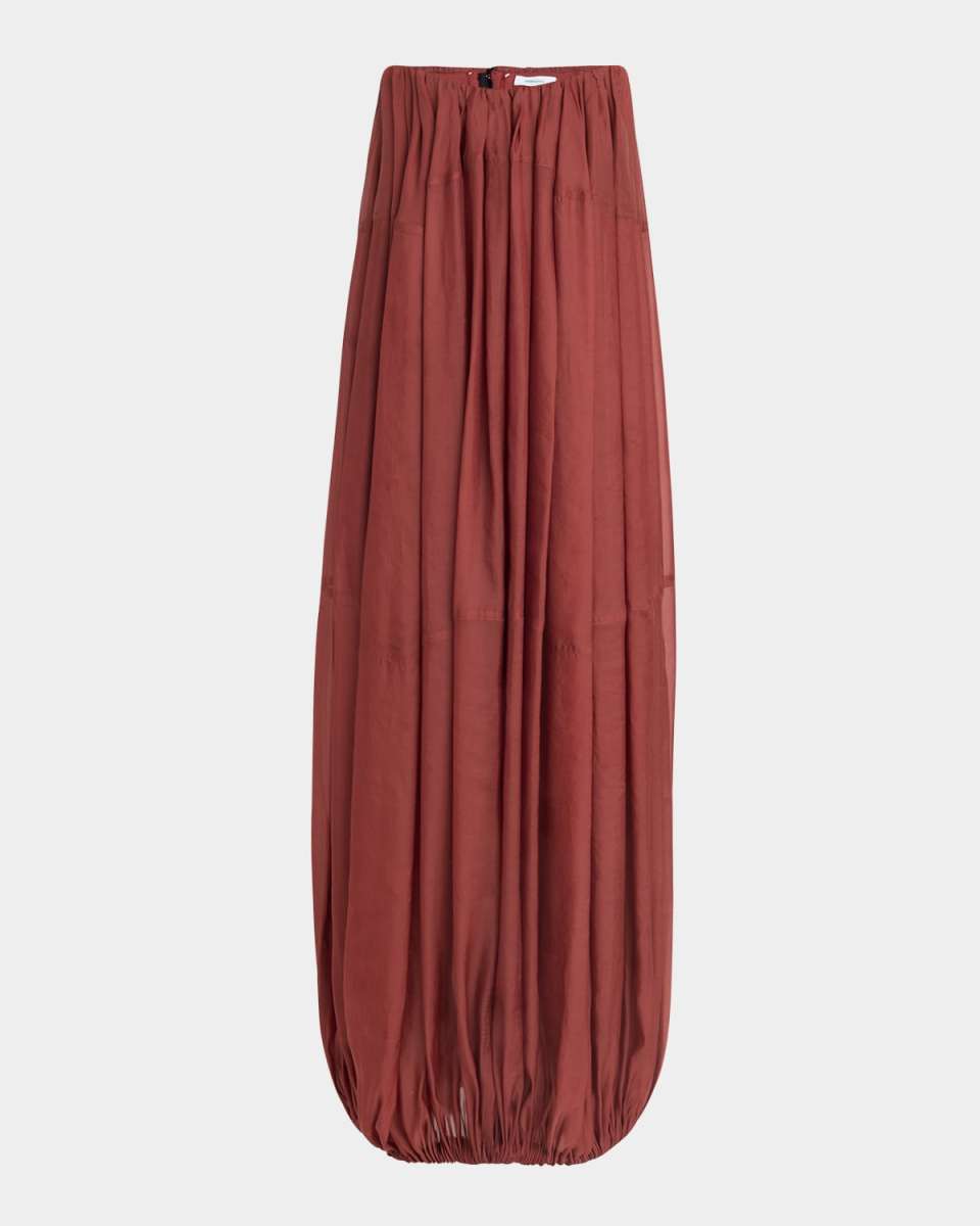 Strapless Bubble-Hem Maxi Dress